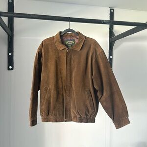 Cambridge Classics Brown Suede Leather Quilted Lined Jacket Zip Up